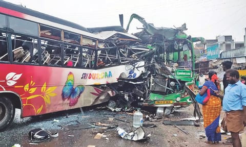 File photo of an accident on a highway towards Cuddalore district