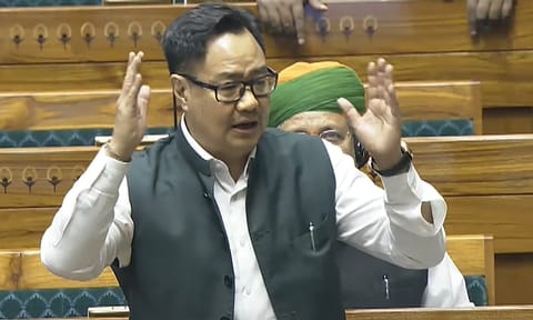 Union Minister Kiren Rijiju speaks in the Lok Sabha (PTI) 