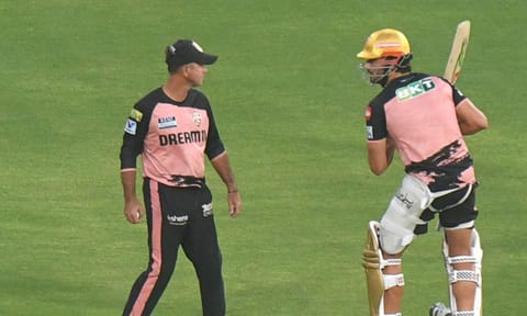 Punjab Kings' Marcus Stoinis during a practice session ahead of the IPL 2025 matches (PTI)