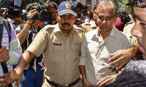 Satish Salian, father of Disha Salian, right, arrives to meet Mumbai Police Commissioner, seeking a fresh investigation into his daughter's death, in Mumbai, Tuesday, March 25, 2025 (PTI) 