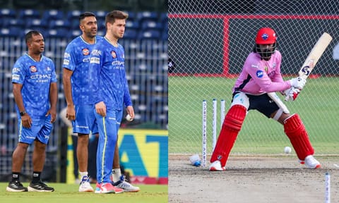 Chennai Super Kings and Delhi Capitals players practice session