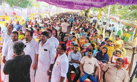 Members of the Secondary Grade Seniority Teacher’s Association protesting in Egmore 
