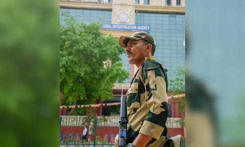  A security personnel guards outside the National Investigation Agency headauarters in New Delhi (PTI)