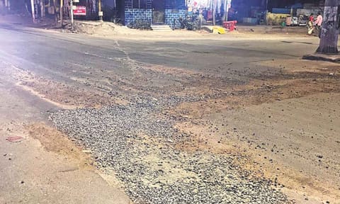 MTH Road towards Ambattur in bad shape 