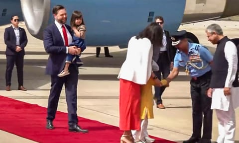 US Vice President J D Vance and his wife Usha along with their three children (PTI)