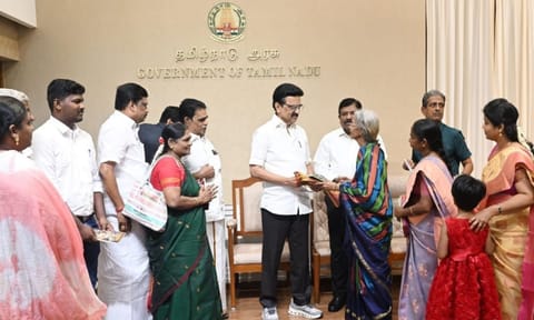 Family members of Pavendar Bharathidasan called on Chief Minister MK Stalin at the Secretariat 