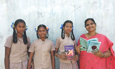 Some of the books written and self-released by students and teachers 