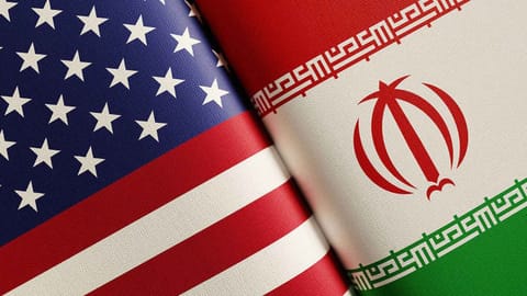 Flags of US and Iran 