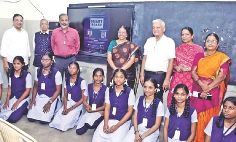 A smart board in a government school in city
