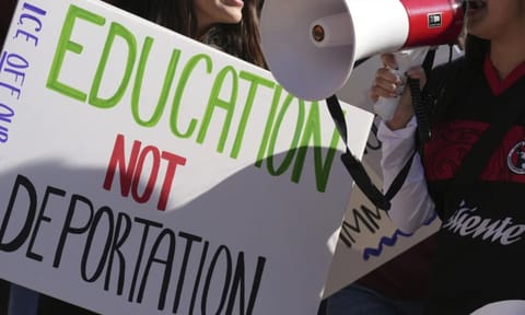 Student march at Arizona State University in protest of ASU's chapter of College Republicans United-led event encouraging students to report their criminal classmate to ICE for deportations (AP)