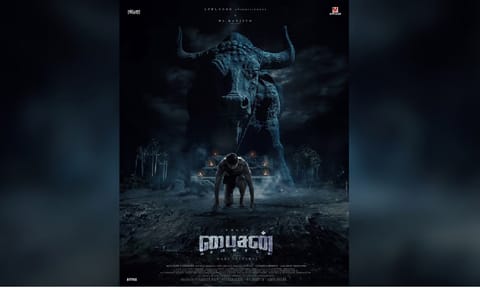 Dhruv and Mari Selvaraj's Bison Kaalamaadan poster 