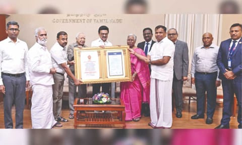 Chief Minister MK Stalin handing over HR&CE’s gold investment scheme document (file)