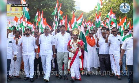 BJP workers take out Tricolour rally to hail the success of Op Sindoor in Chennai on Wednesday (Photo: Hemanathan M) 