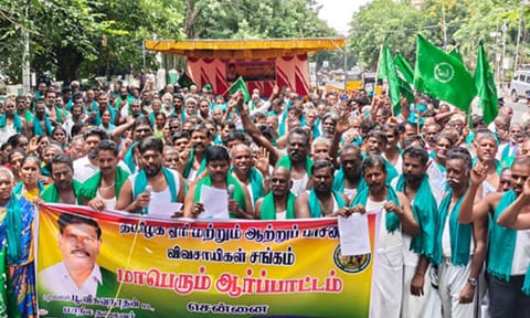 Farmers stage protest in Chennai, demand relief for rain-hit crops, policy changes (ANI) 