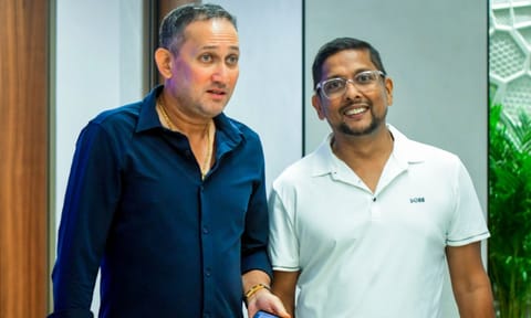 BCCI selection committee Chairman Ajit Agarkar with committee member Shiv Sunder Das during a press conference to announce the Indian squad for the upcoming five-match Test cricket series against England, in Mumbai (PTI) 