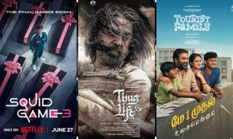 Posters of Squid Game season 3, Thug Life and Tourist Family
