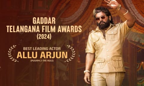 Best Leading Actor for Allu Arjun at the Gaddar Telangana Film Awards for the year 2024 (X/@PushpaMovie)