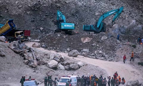 Stone quarry collapse in Indonesia
