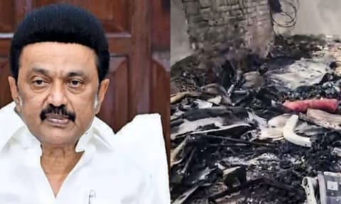 Tamil Nadu Chief Minister MK Stalin; Debris of an Air India plane that crashed moments after taking off from the Ahmedabad airport, Thursday, June 12, 2025 (PTI) 