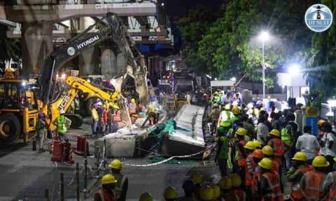Chennai Metro Rail site accident visuals (Credits: Hemanathan)
