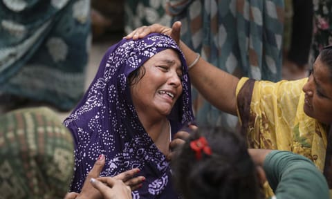 Relative of a victim of the Air India plane crash mourns at a hospital, in Ahmedabad, Friday, June 13, 2025. A London-bound Air India plane carrying 242 passengers crashed moments after taking off from the Ahmedabad airport on Thursday (PTI) 