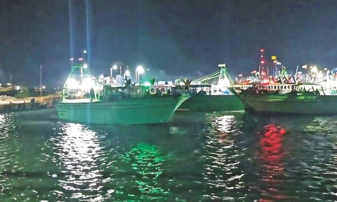 Fleet of mechanised boats line up at Thoothukudi harbour to resume fishing early Monday morning 