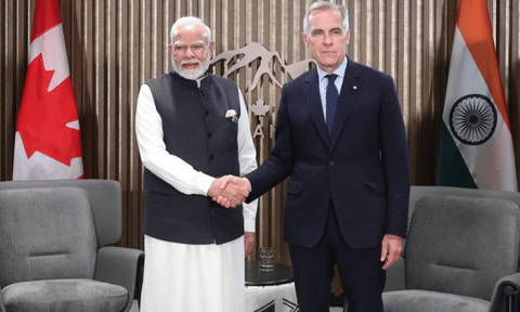 Prime Minister Narendra Modi with Prime Minister of Canada Mark Carney, (PTI)