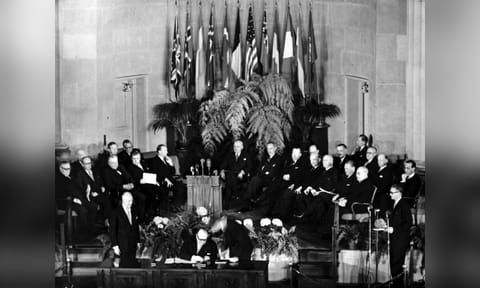 Historic North Atlantic Pact signed in Washington, DC, April 4, 1949 (Photo: AP)