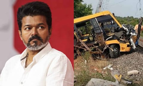 TVK president and actor Vijay; Visual from Cuddalore accident 