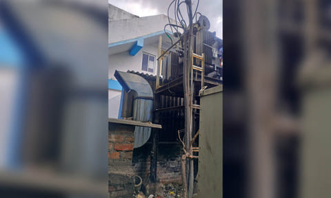 Smoke coming out of the chimney placed very close to the transformer