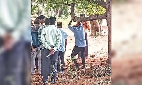  Naveen Kumar, brother of Ajith Kumar, demonstrates the crime scene near Thavalaikulam Kanmoi