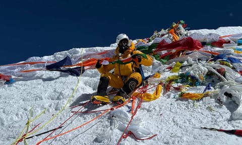Ashish after reaching the top of Mount Everest