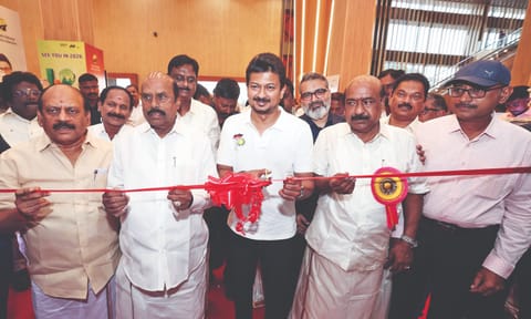 Deputy CM Udhayanidhi Stalin and Minister EV Velu inaugurate 2nd State Conference of Highways Contractors Association at Nandambakkam Trade Centre, on Thursday