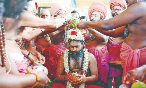 The new pontiff Srimad Sabapathy Thambiran assumed charge at Tirupananthal Kasi Mutt in Thanjavur 