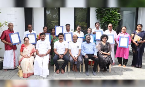 Deputy Chief Minister Udhayanidhi Stalin on Friday handed over sanction orders of financial assistance to 10 artists (Photo: X-@Office_of_Udhay)