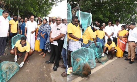 Dogs are being administered rabies vaccine in Thanjavur on Friday 