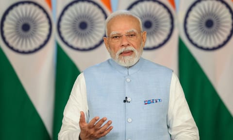 Prime Minister Narendra Modi addresses the nation on the eve of Navratri, the day from when the GST rate cuts will kick in. (PTI) 