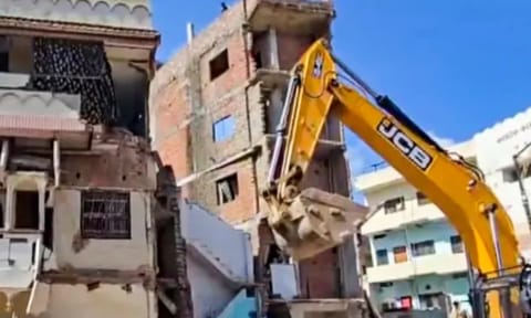  A portion of Padma Shri awardee Olympian Mohammed Shahid's house here was demolished by a bulldozer 