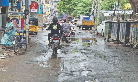 Craters and slush have resurfaced on Venkatachalapathy Street in Aminjikarai