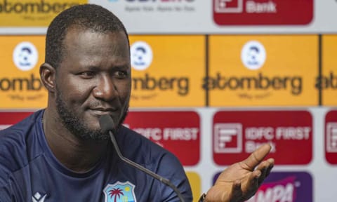 West Indies' coach Daren Sammy addresses a press conference, ahead of the second and final Test cricket match of the series between India and West Indies, in New Delhi, Wednesday, Oct. 8, 2025 (PTI) 