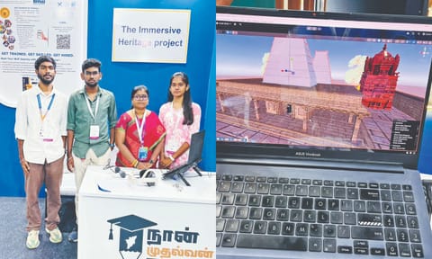 Students from Rajalakshmi Engineering College with their prototype titled ‘The Immersive Heritage Project’