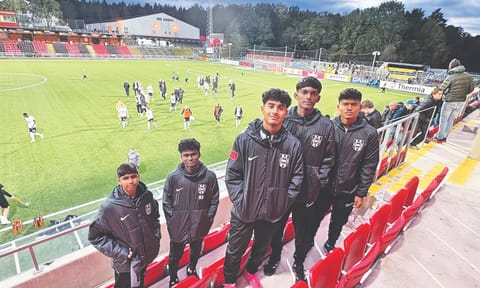 FC Madras' players at the IF Brommapojkarna facility