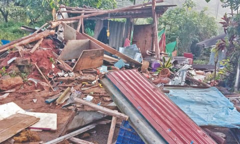 A house damaged by elephant herd in Valparai