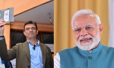 Narendra Modi and Rodrigo Paz Pereira (IANS/PTI) 