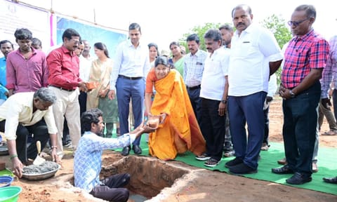  Kanimozhi Karunanidhi, Thoothukudi MP on Sunday performed bhoomi pooja to kick start the infrastructural development project under the aegis of the State Disaster Response Fund.