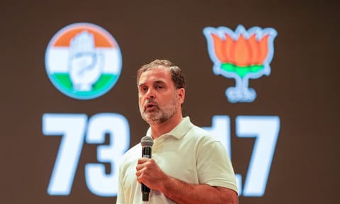 LoP in the Lok Sabha and Congress leader Rahul Gandhi addresses a press conference (PTI)