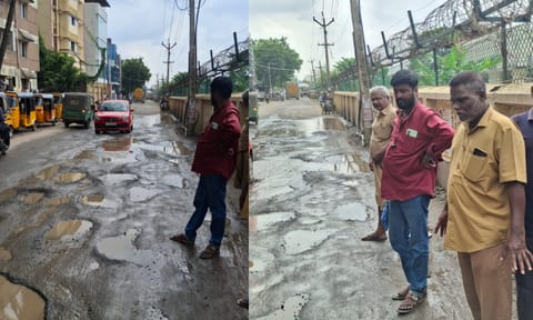 Mugalivakkam Main Road is in a damaged condition 