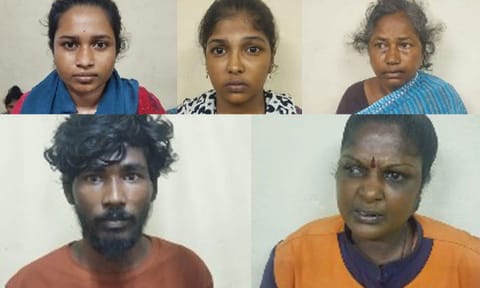 Sivaranjani 22 (top left), Vinisha 23 (middle), Sarala 51(top right), Srijo 26 (bottom left), Sagaya Mary 39 (bottom right) 