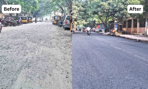 GCC re-lays main road in Bharathidasan Colony