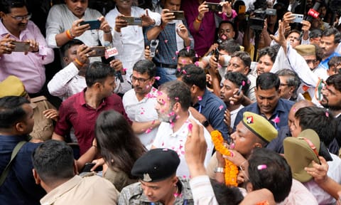 Sultanpur: Congress leader Rahul Gandhi on his way to appear at a district court in connection with a defamation case in Sultanpur, Friday, July 26, 2024. (PTI) 